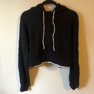 EUC Free People Beach Black Turtle Bay Cropped Hoodie